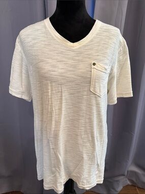 Free Planet Men's Cream V-Neck Pocket Tee